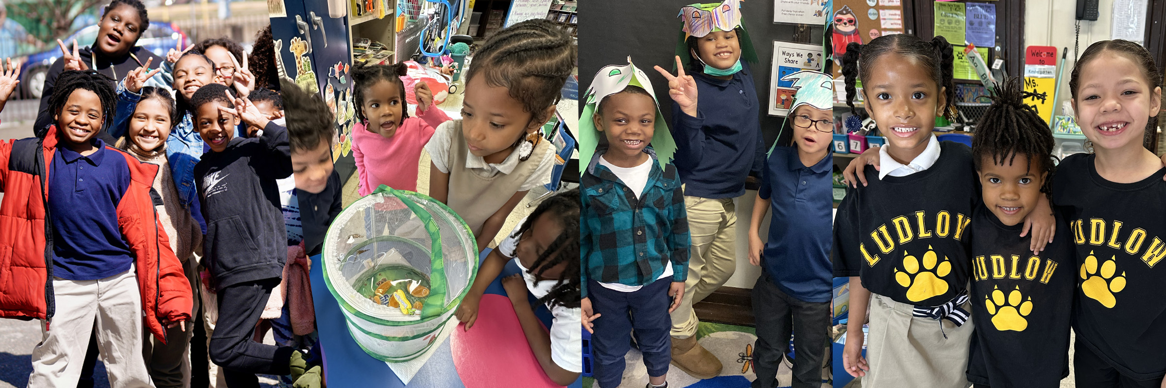Students participating in classroom learning and creative activities at James R. Ludlow School.